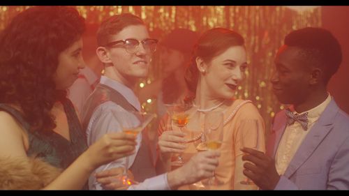 Olly Sholotan, Emily Beltran, Nicolette Norgaard, and Michael Riskin in Partying with Communists (2018)