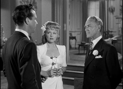 Otto Kruger, Dick Powell, and Claire Trevor in Murder, My Sweet (1944)