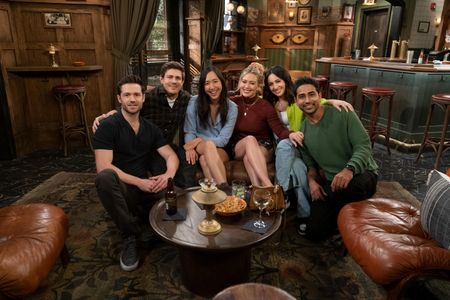 Hilary Duff, Francia Raisa, Suraj Sharma, Tien Tran, and Tom Ainsley in How I Met Your Father (2022)
