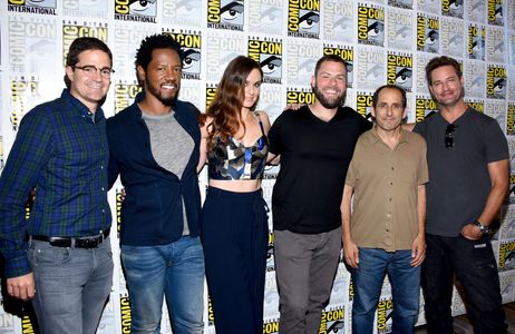 Josh Holloway, Peter Jacobson, Tory Kittles, Sarah Wayne Callies, Ryan J. Condal, and Wes Tooke at an event for Colony (