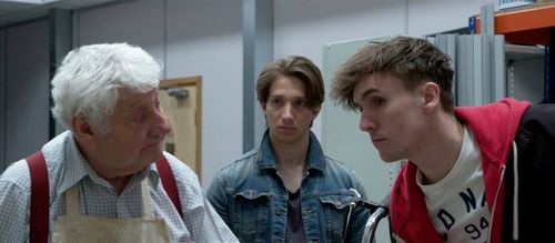 Elliott (centre) With Freddie Davies and Joseph Tremain in feature film The Odd Wheel