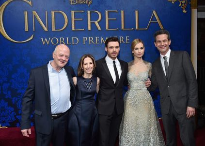 David Barron, Richard Madden, Simon Kinberg, Allison Shearmur, and Lily James at an event for Cinderella (2015)