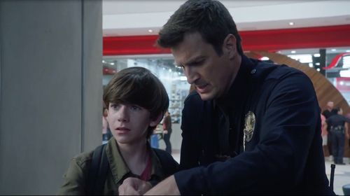 Nathan Fillion and Tyler Sanders in The Rookie (2018)