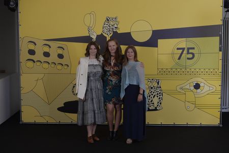 Georgia Bayliff (producer), Anna Gutto (writer/director) and Claudia Bluemhuber (producer) for Paradise Highway, Locarno