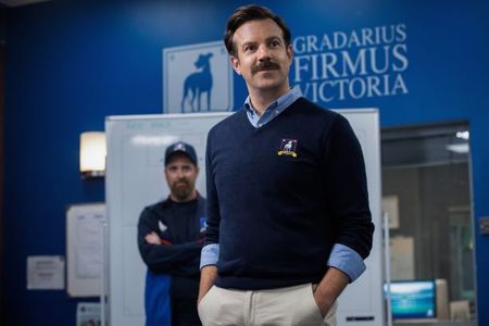 Brendan Hunt and Jason Sudeikis in Ted Lasso (2020)