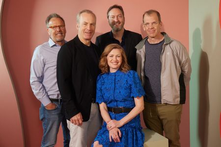 Mireille Enos, Mark Johnson, Paul Lieberstein, Bob Odenkirk, and Aaron Zelman at an event for Lucky Hank (2023)