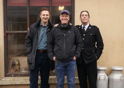 Liam Neeson, Robert Lorenz, Ciaran Hinds on the set of In The Land of Saints and Sinners.
