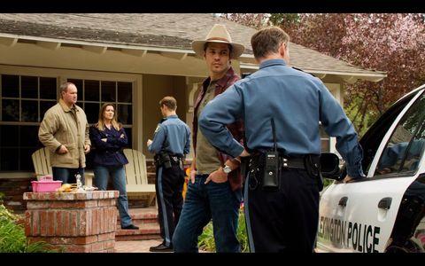 Still of Timothy Olyphant, Tonja Kahlens, and Sean Donnellan in Justified (2011)