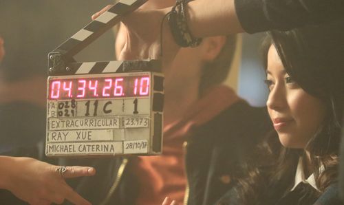 Brittany Teo on the set of Extracurricular