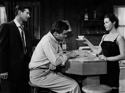 Sydney Chaplin, Marianne Koch, and George Nader in Four Girls in Town (1957)