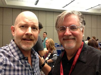 Mike Henry and Matt Groening backstage at Comicon 2017.