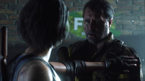 Ken Lally and Nicole Tompkins in Resident Evil 3 (2020)
