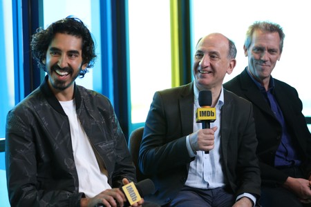 Armando Iannucci, Hugh Laurie, and Dev Patel at an event for The Personal History of David Copperfield (2019)