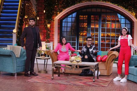 Kajol, Karan Johar, Sumona Chakravarti, and Kapil Sharma in The Kapil Sharma Show: Karan Johar & Kajol Have Coffee with 