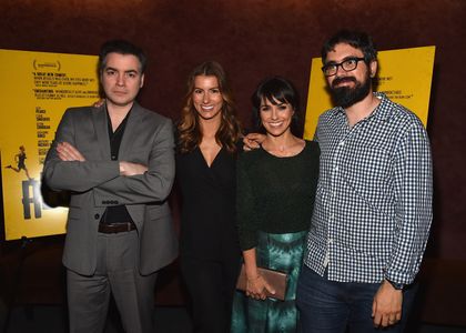Kevin Corrigan, Constance Zimmer, Andrew Bujalski, and Jennifer Widerstrom at an event for Results (2015)