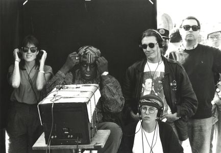 On set of A Rage in Harlem (1991) with Kerry Boyle, Stephen Woolley, Bill Duke, and Fred Milstein