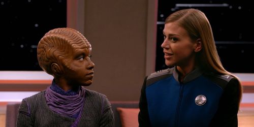 Still of Adrianne Palicki and Imani Pullum in The Orville and Midnight Blue