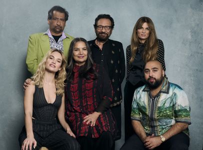Shabana Azmi, Shekhar Kapur, Jeff Mirza, Jemima Khan, Lily James, and Asim Chaudhry at an event for What's Love Got to D