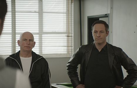 Andrew Dowbiggin (DS Clarke) and Gary Lewis (Vinny) in “The Bay”, series 3.