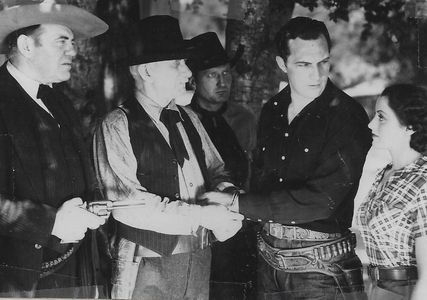 Richard Cramer, Jeanne Martel, Lafe McKee, Tom Tyler, and Wally West in Santa Fe Bound (1936)