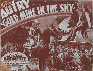 Gene Autry, Carol Hughes, Pee Wee King, Champion, J.L. Franks' Golden West Cowboys, and Frank King in Gold Mine in the S