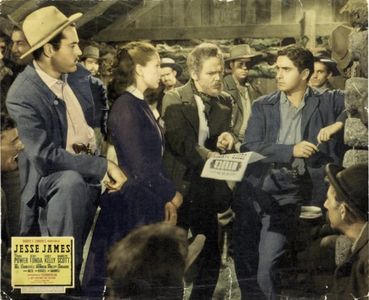 Henry Fonda, Tyrone Power, Henry Hull, and Nancy Kelly in Jesse James (1939)
