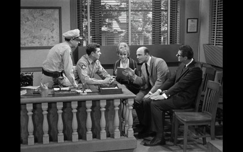 Andy Griffith, George Ives, Don Knotts, Gavin MacLeod, and Barbara Stuart in The Andy Griffith Show (1960)