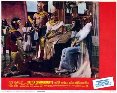 Charlton Heston, Anne Baxter, Yul Brynner, and Cedric Hardwicke in The Ten Commandments (1956)