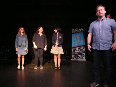 Tami Sagher, Gillian Jacobs, Mike Birbiglia, and Kate Micucci at an event for Don't Think Twice (2016)