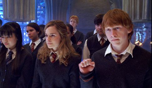 Rupert Grint, Matthew Lewis, Emma Watson, Oliver Phelps, and Katie Leung in Harry Potter and the Order of the Phoenix (2