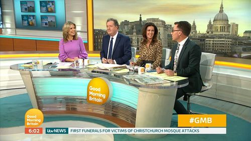 Piers Morgan, Susanna Reid, Richard Arnold, and Charlotte Hawkins in Good Morning Britain: Episode dated 20 March 2019 (