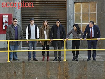 Robert Patrick, Eddie Kaye Thomas, Elyes Gabel, Katharine McPhee, Jadyn Wong, and Ari Stidham in Scorpion (2014)