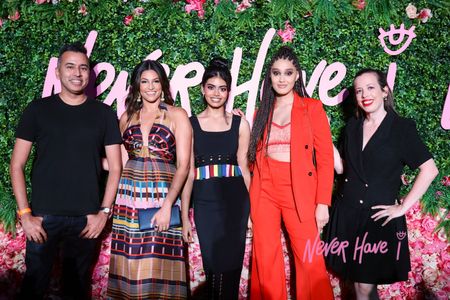 Kabir Akhtar, Richa Moorjani, Megan Suri, Lee Rodriguez, Lang Fisher attend the Los Angeles premiere of Netflix's 