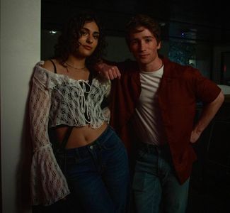 Cooper Roth and Yasmeen Fletcher on the set of American Spirit (2023).