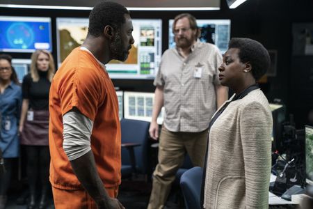 Steve Agee, Viola Davis, Idris Elba, and Tinashe Kajese in The Suicide Squad (2021)
