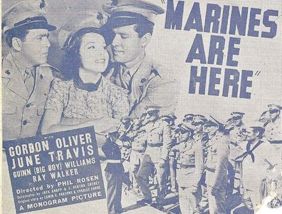 Ronnie Cosby, Gordon Oliver, June Travis, and Ray Walker in The Marines Are Here (1938)