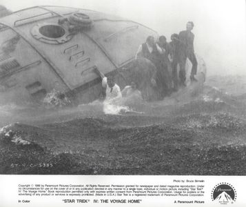 Walter Koenig, Leonard Nimoy, William Shatner, James Doohan, and Nichelle Nichols in Star Trek IV: The Voyage Home (1986