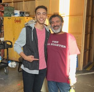 Jaden Betts with Parvesh Cheena on the set of The Conners