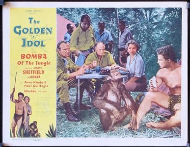 Lane Bradford, Anne Kimbell, Leonard Mudie, Johnny Sheffield, and Smoki Whitfield in The Golden Idol (1954)