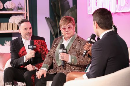Elton John, David Furnish, and Dave Karger at an event for IMDb at the Oscars (2017)