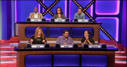 Rosie O'Donnell, Ana Gasteyer, Maggie Q, Bobby Moynihan, Pete Wentz, and Tituss Burgess in Match Game (2016)