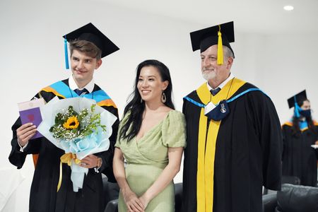 Keynote Speaker | BCIS Phuket - After commencement photo with Headmaster and student