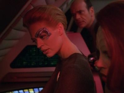 Robert Picardo, Jeri Ryan, and Roxann Dawson in Star Trek: Voyager (1995)