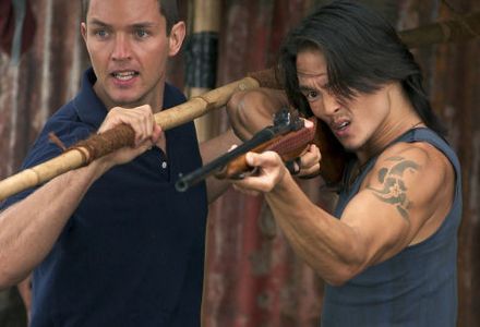 Matthew Marsden and Karl Yune in Anacondas: The Hunt for the Blood Orchid (2004)