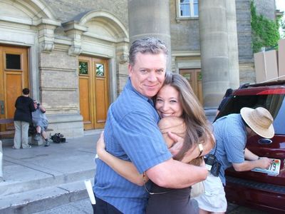 Lexie & Christopher McDonald while filming American Pie Beta House.