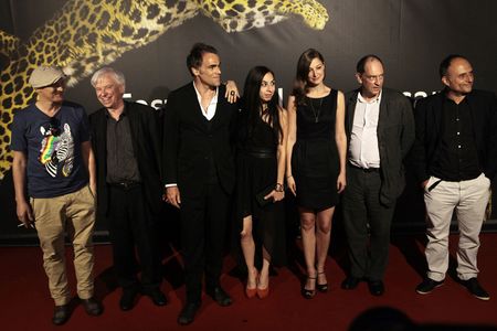at Locarno Film Festival with actor Georg Friedrich, Producer Markus Hoehn, actor Sebastian Blomberg, actress Alexandra 