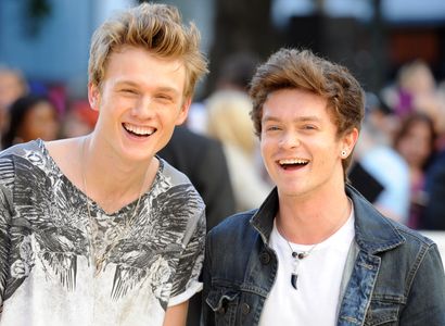 Connor Ball and Tristan Evans at an event for Minions (2015)