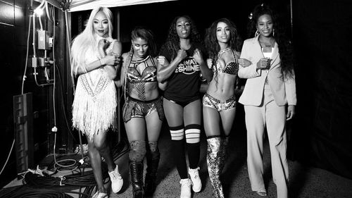Adrienne Reese, Victoria Crawford, Trinity Fatu, Mercedes Varnado, and Bianca Blair in WWE Evolution (2018)