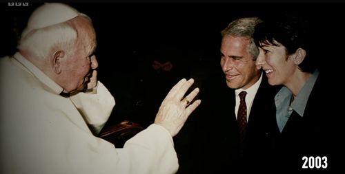 Pope John Paul II, Ghislaine Maxwell, and Jeffrey Epstein in House of Maxwell: Episode #1.3 (2022)