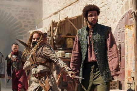 Marcus Rutherford and Ayoola Smart in The Wheel of Time: Damane (2023)